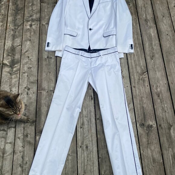 Dolce & Gabbana White Tuxedo Suit Jacket Wedding Suit & Pants Size 44R Size 36W - Picture 11 of 16